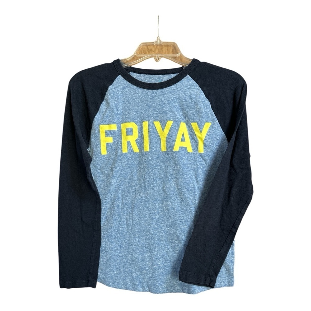 Crewcuts Blue and Black 'FRIYAY' Long Sleeve Shirt, Sz 12